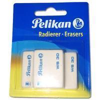 Pelikan Gum  WS30 37x30x9mm potlood zacht blister à 3 stuks wit