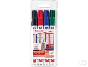 Edding permanent marker 3000, etui van 4 stuks in geassorteerde kleuren