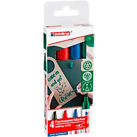 Edding permanent marker e-3300 etui van 4 stuks in geassorteerde kleuren