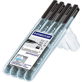 Staedtler 318-9WP4HZ Permanent marker Zwart Ronde vorm 0.6 mm (max) 4 stuks