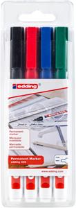 Edding permanent marker 400, etui van 4 stuks in geassorteerde kleuren