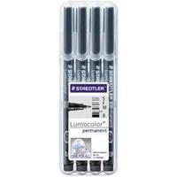 Staedtler OHP-marker Lumocolor Permanent set van 4 stuks in kleur zwart: 1 x superfijn, 1 x fijn, 1 x ...