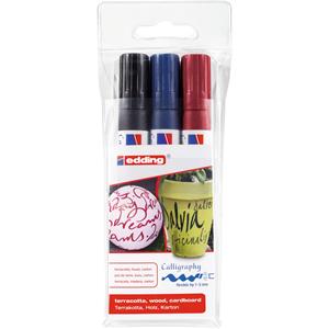 Edding 4-1455-3 Kalligrafeer-marker Zwart, Blauw, Rood Schegvorm 1 - 5 mm 3 stuks