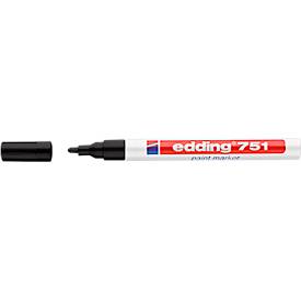 Edding Viltstift  751 lakmarker rond zwart 1-2mm