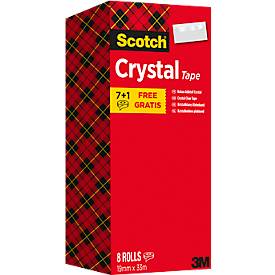 Scotch Crystal Tape 600 doorzichtige. glanzende afwerking. 19 mm x 33 m (pak 8 rollen)