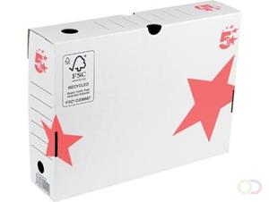 5 Star archiefdoos ft 25 x 33 x 8 cm (h x l x b), wit/rood