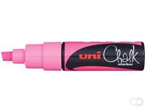 Uni-ball Krijtmarker fluo roze, beitelvormige punt van 8 mm