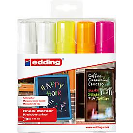 edding e-4090 Kreidemarker Weiß, Weiß, Neongelb, Neonorange, Neonpink 4 mm, 15mm