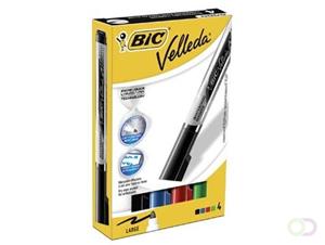 BIC Velleda® Liquid Ink whiteboardmarker. grote ronde punt van 5 mm. lijndikte 2.3 mm. assorti: zwart. blauw. rood. groen (pak 4 stuks)