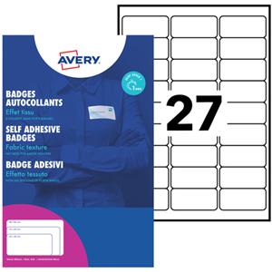 AVERY Zelfklevende badge ft 63,5 x 29,6 mm, doos van 540 stuks, wit