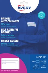 Avery Bedrukbare en beschrijfbare naambadge - zelfklevend 50 x 80 mm blauw kader. L4787-20 (pak 200 stuks)