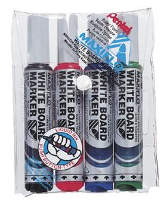 Pentel Viltstift  MWL5M Maxiflo whiteboard assorti 3mm 4stuks