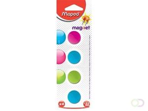 Maped magneten op blister diameter 22 mm, 4 stuks, 1 kleur per blister (groen, blauw of fuchsia)