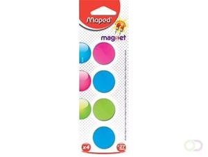 Maped magneten op blister diameter 27 mm, 4 stuks, 1 kleur per blister (groen, blauw of fuchsia)