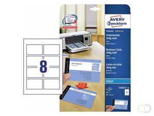 AVERY visitekaarten voor inkjet Quick&Clean mat, 80 kaartjes, 260 g/m²