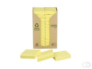 Post-it Notitieblok gerecycled - Torenverpakking Pastelgeel. 38 x 51 mm (pak 24 blokken)