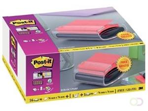 Post-it Post it Super Sticky Z-notes, roze, 76 x 76 mm + GRATIS dispenser