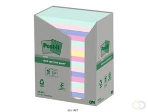 Post-it Notitieblok gerecycled - Torenverpakking Regenboogpastel. 76 x 127 mm (pak 16 blokken)