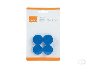 Nobo magneten diameter van 30 mm, blauw, blister van 4 stuks