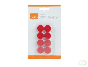 Nobo magneten diameter van 20 mm, rood, blister van 8 stuks