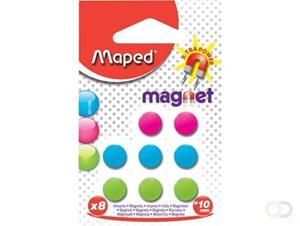 Maped magneten op blister diameter 10 mm, 8 stuks, 1 kleur per blister (groen, blauw of fuchsia)