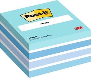 3M Kubus Pastel 76 x 76 mm. pastelblauw-tinten (blok 450 vel)