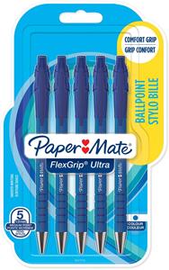 Papermate Balpen  Flexgrip Ultra blauw medium 5 stuks bliste