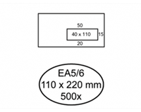 hermes Envelop  EA5/6 110x220mm venster 4x11rechts zelfkl 500