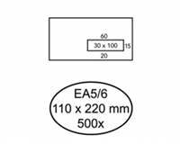 Envelop  110x220mm venster 3x10cm rechts zelfkl 500s