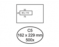 hermes Envelop  C5 162x229mm venster 4x11links 500stuks