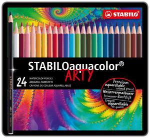 5 x Stabilo Aquarell-Buntstift Stabiloaquacolor Metalletui mit 24 Stif