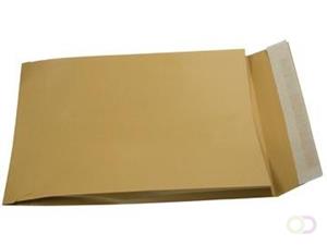 Gallery enveloppen met balg ft 229 x 324 x 35 mm, stripsluiting, bruine kraft, doos van 250 stuks