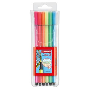STABILO Viltstiften Pen 68 Fluor Kleuren 6 Stuks