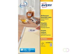 Avery Etiket  L4731REV-25 25.4x10mm afneembaar wit 4725stuks