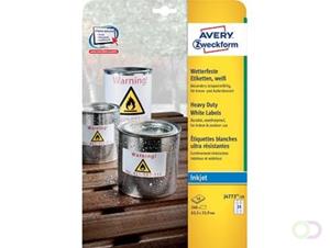 Avery Zweckform J4773-10 weerbestendige etiketten ft 63,5 x 33,9 mm (b x h), 2.400 etiketten, wit