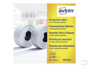 Avery PLP1626 etiketten voor prijstang permanent, ft 26 x 16 mm, 12 000 etiketten, wit