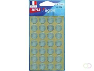 Agipa ronde etiketten in etui diameter 15 mm, zilver, 112 stuks, 28 per blad