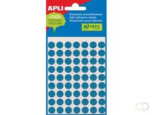 Apli ronde etiketten in etui diameter 10 mm, blauw, 315 stuks, 63 per blad (2052)