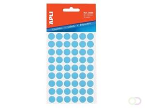 Apli ronde etiketten in etui diameter 13 mm, blauw, 175 stuks, 35 per blad (2056)