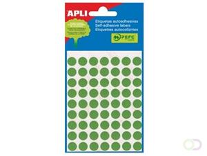 Apli ronde etiketten in etui diameter 13 mm, groen, 175 stuks, 35 per blad (2058)