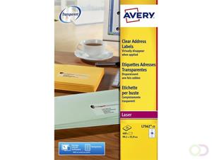 Avery transparante etiketten QuickPEEL ft 99,1 x 33,9 mm (b x h), 400 stuks, 16 per blad