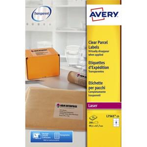 Avery L7565-25 verzendetiketten ft 99,1 x 67,7 mm (b x h), 200 etiketten, transparant