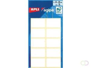 Agipa witte etiketten in etui ft 20 x 32 mm (b x h), 70 stuks, 10 per blad