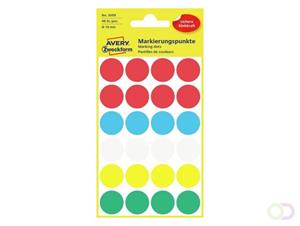 Avery Ronde etiketten diameter 18 mm, geassorteerde kleuren, 96 stuks
