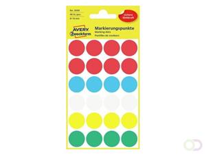 Avery Etiket  3089 rond 18mm assorti 96stuks