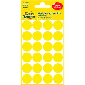 Avery Etiket  3007 rond 18mm geel 96stuks