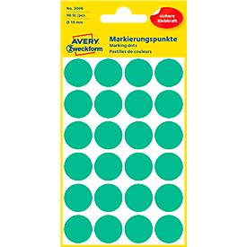 Avery Ronde etiketten diameter 18 mm, groen, 96 stuks