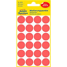 Avery Etiket  3004 rond 18mm rood 96stuks