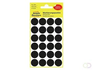 Avery Ronde etiketten diameter 18 mm, zwart, 96 stuks