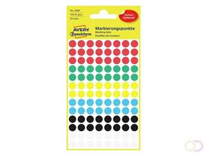 Avery Etiket  3090 rond 8mm assorti 416stuks